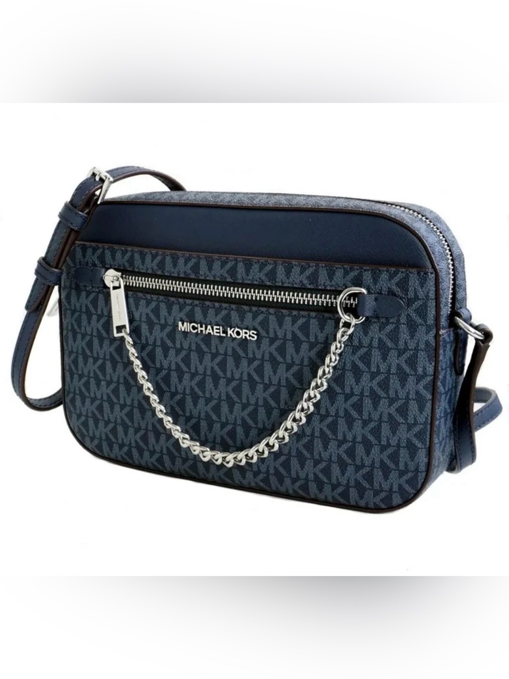 NWT🌟 Michael Kors Navy & black Signature Crossbody with Chain Accent